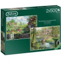 Falcon de Luxe-Romantic Countryside Cottages 2 x 500 Piece Jigsaw Puzzles